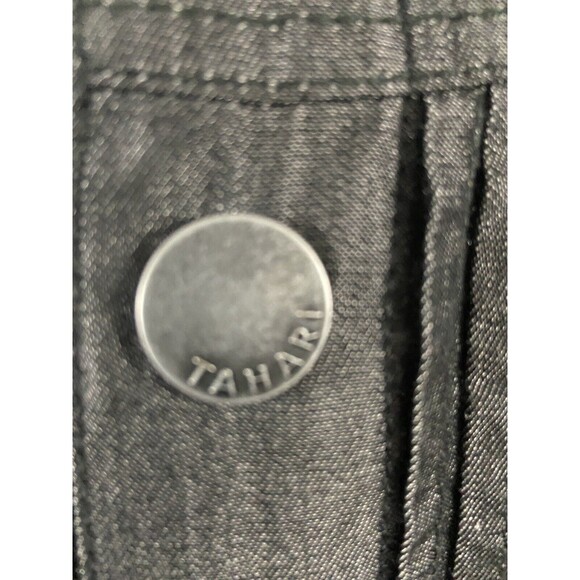 Tahari Black Snap Front Denim Style Trucker Jacket Large 12-14 EUC - Picture 4 of 7